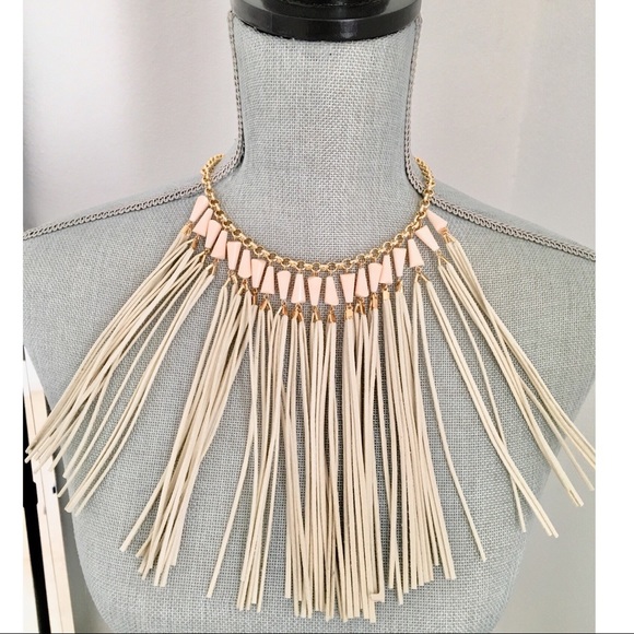 Tabitha suede tassel oversized statement necklace - Picture 3 of 6